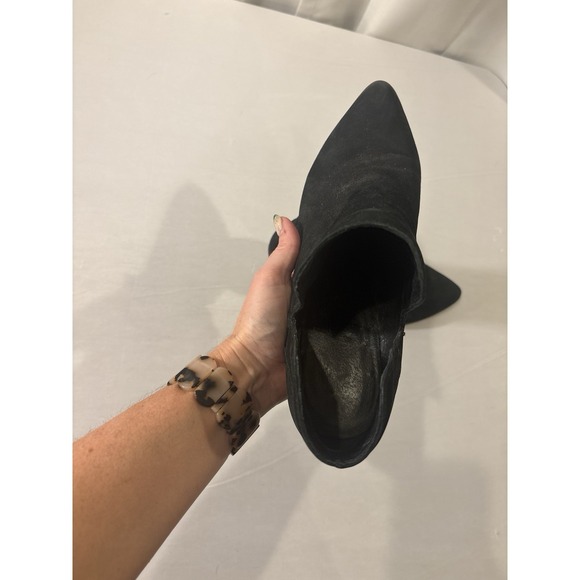 Frye Black Suede Leather Ankle Boots Booties Women's Size 9.5 Classic Block Heel - Picture 8 of 10